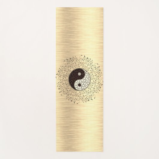 Shimmery Gouden Yin Yang Bladkrans Yogamat (Voorkant)