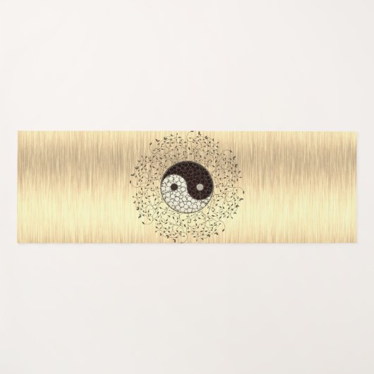 Shimmery Gouden Yin Yang Bladkrans Yogamat (Voorkant (horizontaal))