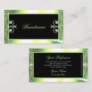 Shimmery Green Black Sparking Diamonds Ornamental Visitekaartje