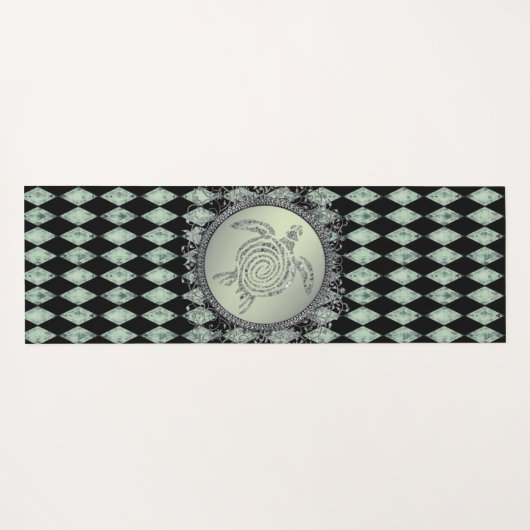Shimmery Green en Silver Zee Turtle Yogamat (Achterkant (horizontaal))