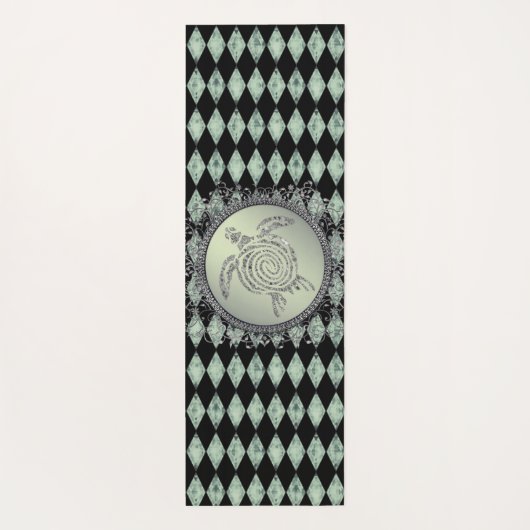 Shimmery Green en Silver Zee Turtle Yogamat (Achterkant)