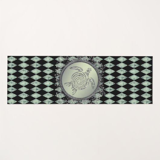 Shimmery Green en Silver Zee Turtle Yogamat (Voorkant (horizontaal))