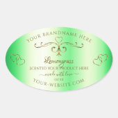 Shimmery Green Gold  Ornamenten Productlabel Ovale Sticker (Voorkant)