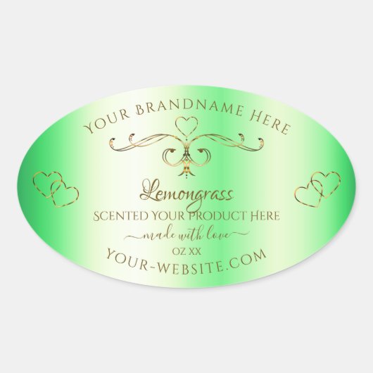 Shimmery Green Gold  Ornamenten Productlabel Ovale Sticker (Voorkant)