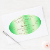 Shimmery Green Gold  Ornamenten Productlabel Ovale Sticker (Envelop)