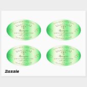 Shimmery Green Gold  Ornamenten Productlabel Ovale Sticker (Vel)