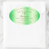 Shimmery Green Gold  Ornamenten Productlabel Ovale Sticker (Tas)