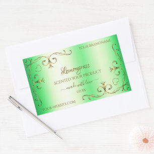 Shimmery Green Gold  Ornamenten Productlabel Rechthoekige Sticker