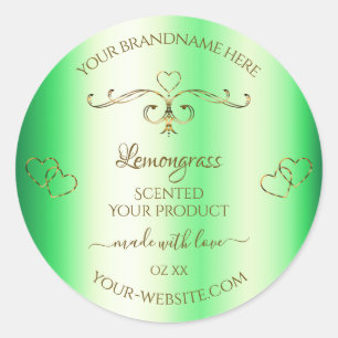 Shimmery Green Gold  Ornamenten Productlabel Ronde Sticker