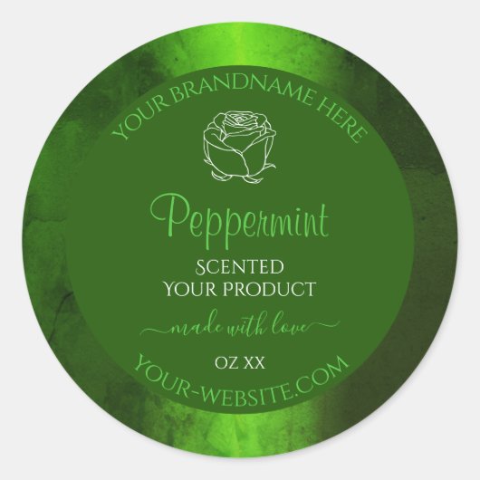 Shimmery Green Marble Floral Modern Product Labels (Voorkant)