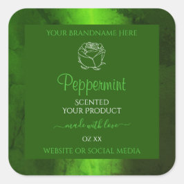 Shimmery Green Marble Floral Modern Product Labels