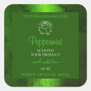 Shimmery Green Marble Floral Modern Product Labels
