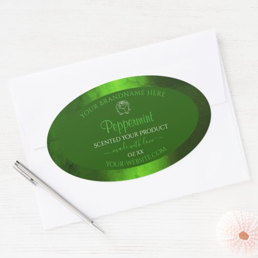 Shimmery Green Marble Floral Modern Product Labels (Envelop)