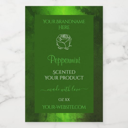 Shimmery Green Marble Floral Modern Product Labels Voedselcontainer Etiket (Enkel label)