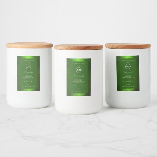 Shimmery Green Marble Modern Product Labels Logo Voedselcontainer Etiket (Flessen)