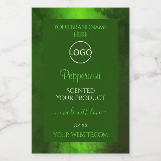 Shimmery Green Marble Modern Product Labels Logo Voedselcontainer Etiket (Enkel label)
