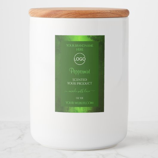 Shimmery Green Marble Modern Product Labels Logo Voedselcontainer Etiket (Voorkant)