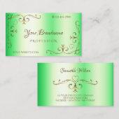 Shimmery Green met Gold  Corner Borders Visitekaartje (Voorkant / Achterkant)