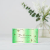 Shimmery Green met Gold Corner Borders Visitekaartje (Staand voorkant)