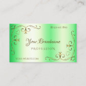 Shimmery Green met Gold Corner Borders Visitekaartje (Voorkant)