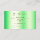 Shimmery Green met Gold  Corners Initialen Visitekaartje (Achterkant)