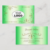 Shimmery Green met Gold  hoeken en Logo Visitekaartje (Voorkant / Achterkant)