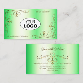 Shimmery Green met Gold  hoeken en Logo Visitekaartje
