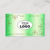 Shimmery Green met Gold  hoeken en Logo Visitekaartje (Voorkant)