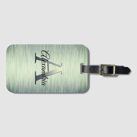 Shimmery Green Monogram Bagagelabel (Voorkant (horizontaal))