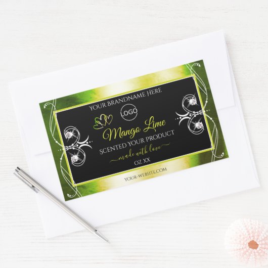 Shimmery Green Product Labels Logo Jewels Black (Envelop)