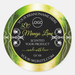 Shimmery Green Product Labels Logo Jewels Black