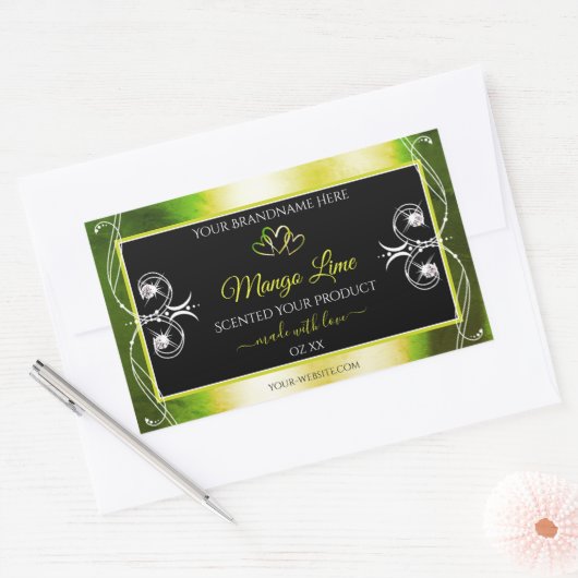 Shimmery Green Yellow Product Labels Jewels Black (Envelop)