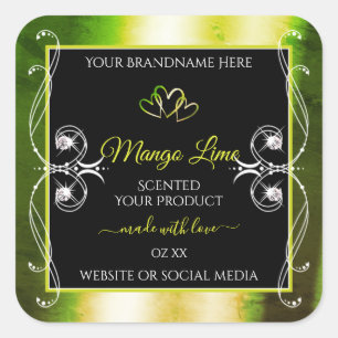 Shimmery Green Yellow Product Labels Jewels Black