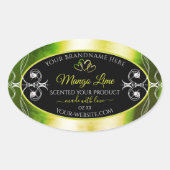 Shimmery Green Yellow Product Labels Jewels Black (Voorkant)