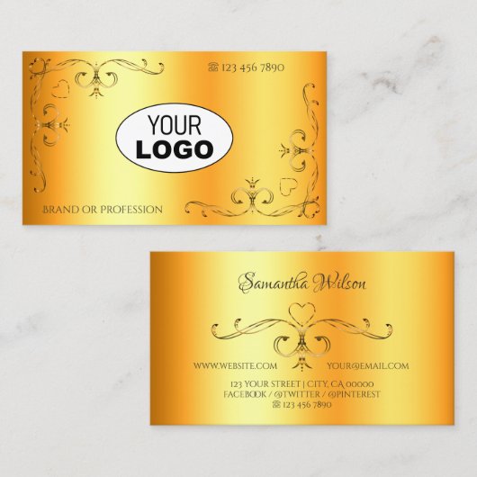 Shimmery  hoeken met Logo lichtgevend Sinaasappel Visitekaartje (Voorkant / Achterkant)