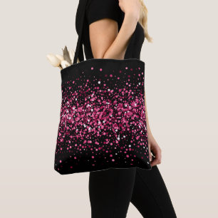 Shimmery hot roze glitter chic confetti tote bag