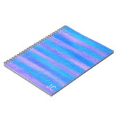 Shimmery Iridescent Stripes Turquoise Pink Foto Notitieboek (Linkerzijde)