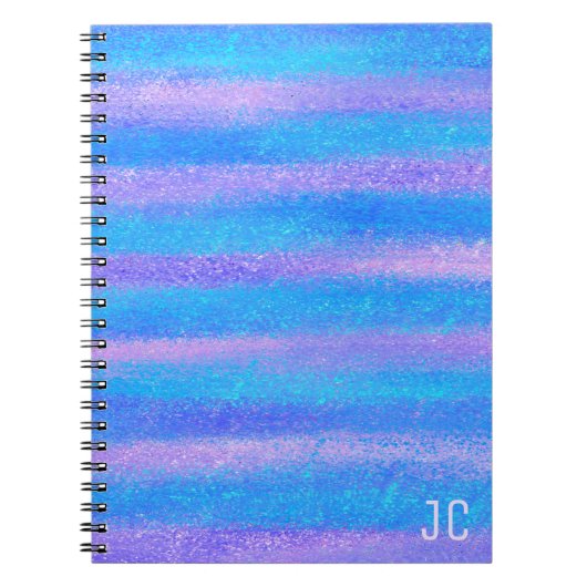 Shimmery Iridescent Stripes Turquoise Pink Foto Notitieboek (Voorkant)