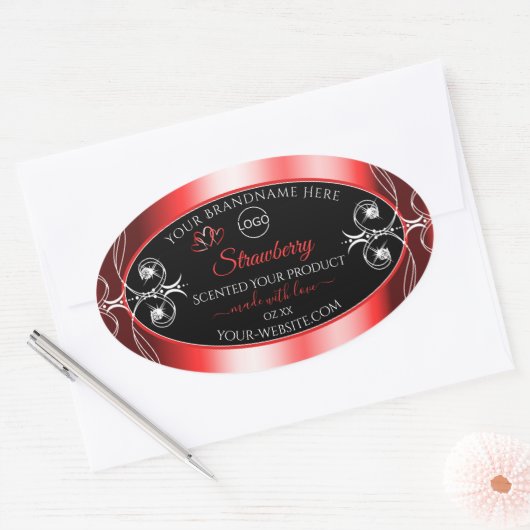 Shimmery Jewels Ruby Red Black Product Labels Logo (Envelop)