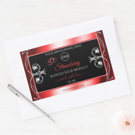 Shimmery Jewels Ruby Red Black Product Labels Logo (Envelop)
