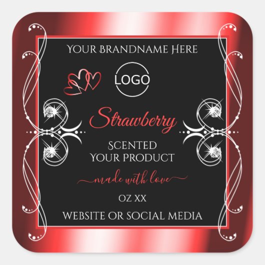 Shimmery Jewels Ruby Red Black Product Labels Logo (Voorkant)