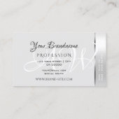 Shimmery Licht Zilveren Kleurrijke Strepen Monogra Visitekaartje (Achterkant)