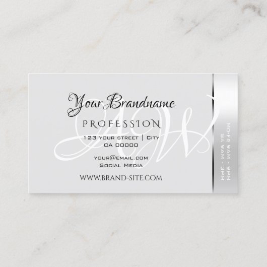 Shimmery Licht Zilveren Kleurrijke Strepen Monogra Visitekaartje (Achterkant)