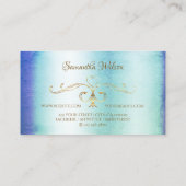 Shimmery Marble Blue Blauwgroen Gold  Corners Logo Visitekaartje (Achterkant)