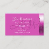 Shimmery Meisje Roze Kleurrijke Strepen en Monogra Visitekaartje (Achterkant)
