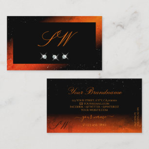 Shimmery Oranje Black Sparking Diamonds Monogram Visitekaartje