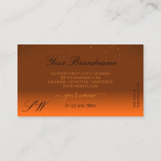 Shimmery Oranje Brown Sparking Jewels Monogram Visitekaartje (Achterkant)