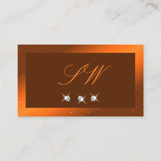 Shimmery Oranje Brown Sparking Jewels Monogram Visitekaartje (Voorkant)