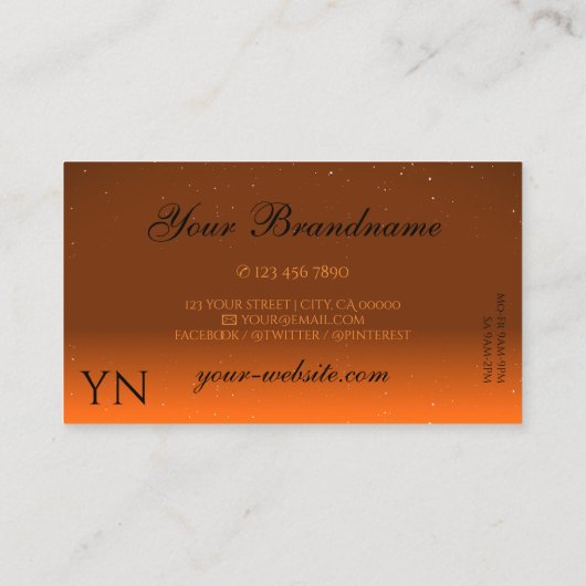 Shimmery Oranje Bruin Sparking Diamonds Monogram Visitekaartje (Achterkant)