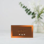 Shimmery Oranje Bruin Sparking Diamonds Monogram Visitekaartje (Staand voorkant)